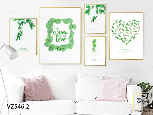 Bộ 5 Tranh Lá Cây Xanh - VZ546.2