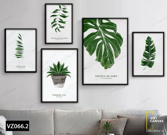 Bộ 5 Tranh Lá Cây Thiên Nhiên Đơn Giản - VZ066.2