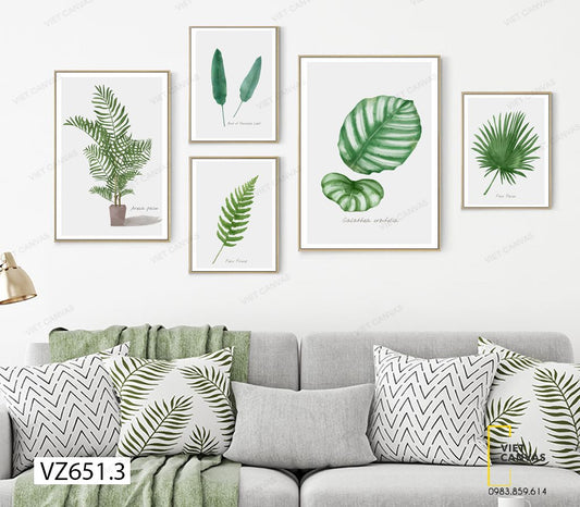 Bộ 5 Tranh Lá Cây Xanh Tốt - VZ651.3