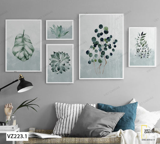 Bộ 5 Tranh Lá Cây Sinh Động - VZ223.1