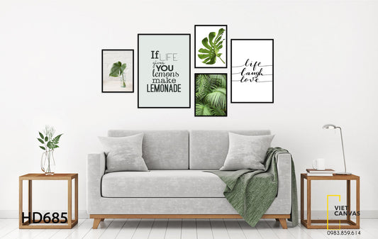 Bộ 5 Tranh Lá Xanh Và Quotes - HD685