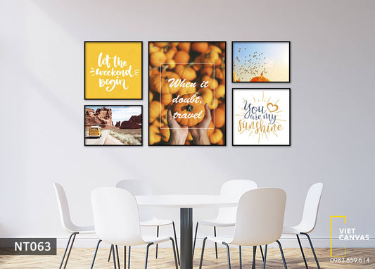 Bộ 5 Tranh Những Quả Bí, Bầu Trời, Đường Đến Sa Mạc Và Quotes - NT063
