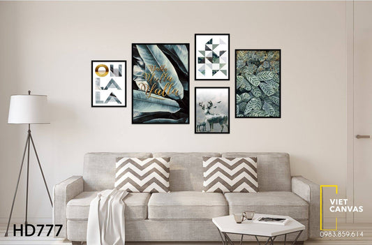 Bộ 5 Tranh Màu Lá Cây Xanh - HD777