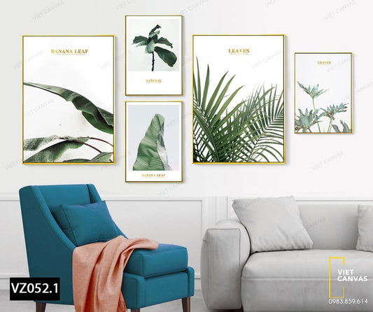Bộ 5 Tranh Lá Cây Xanh - VZ052.1