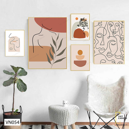 Bộ 5 Tranh Nét Vẽ Tối Giản - VN054