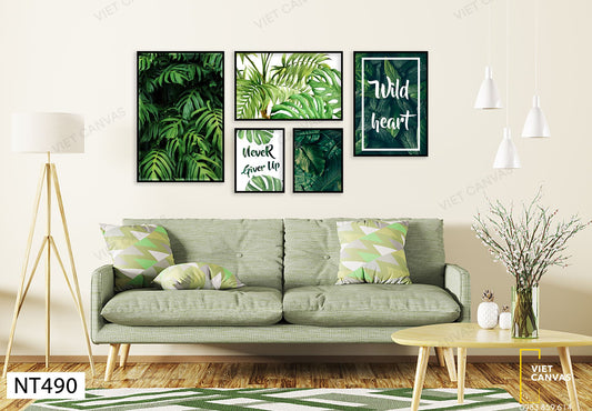 Bộ 5 Tranh Rừng Lá Cây Xanh - NT490