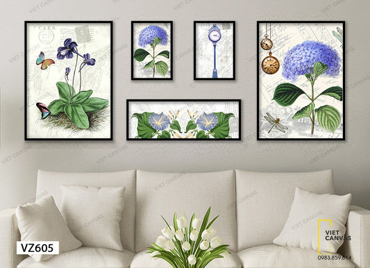 Bộ 5 Tranh Những Bông Hoa Tím Đẹp - VZ605