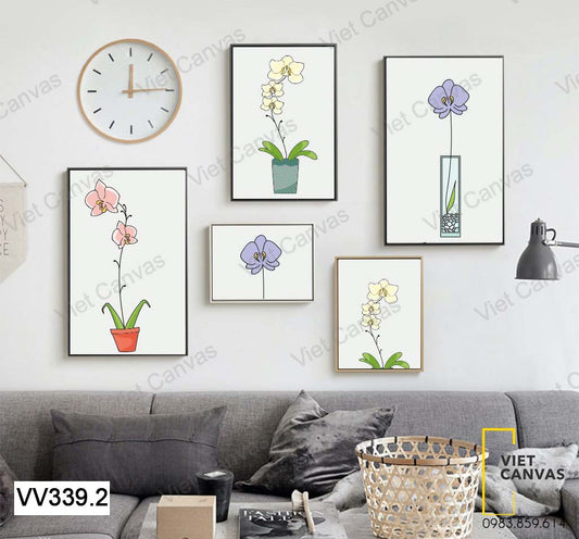 Bộ 5 Tranh Những Chậu Hoa Lan - VV339.2
