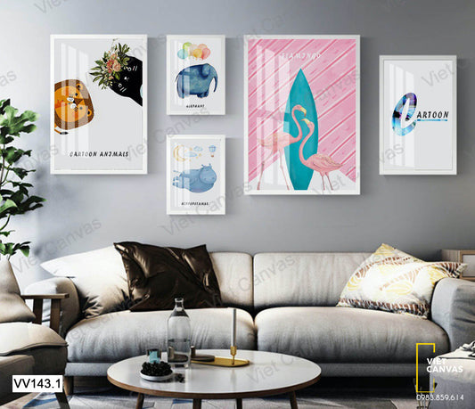 Bộ 5 Tranh Những Con Vật Dễ Thương - VV143.1