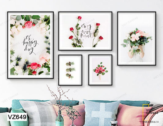 Bộ 5 Tranh Những Đóa Hồng Sắc Thắm - VZ649