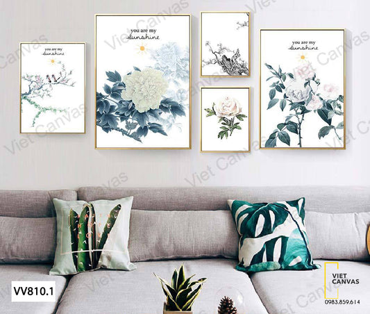 Bộ 5 Tranh Những Nhành Hoa - VV810.1