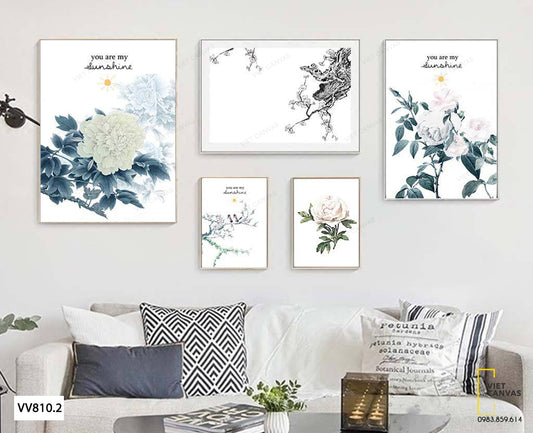 Bộ 5 Tranh Những Nhành Hoa - VV810.2