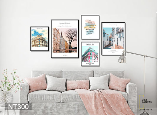 Bộ 5 Tranh Phong Cảnh Đường Phố Hiện Đại - NT300
