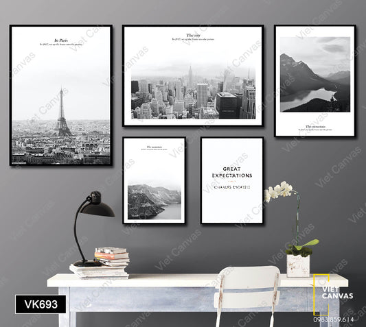 Bộ 5 Tranh Phong Cảnh Ở Paris - VK693