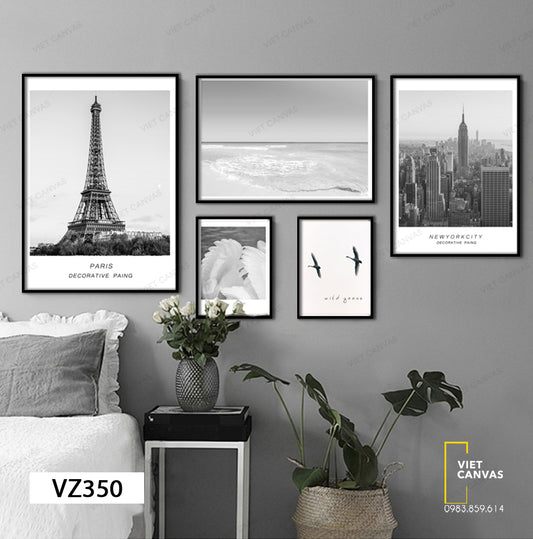 Bộ 5 Tranh Phong Cảnh Paris - VZ350