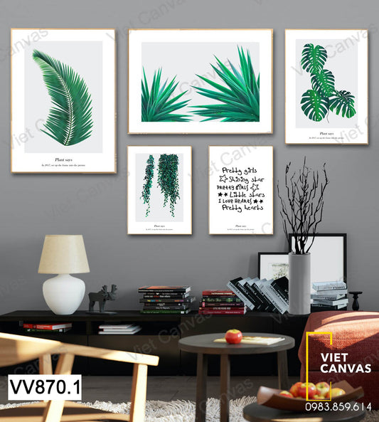 Bộ 5 Tranh Lá Cây - VV870.1