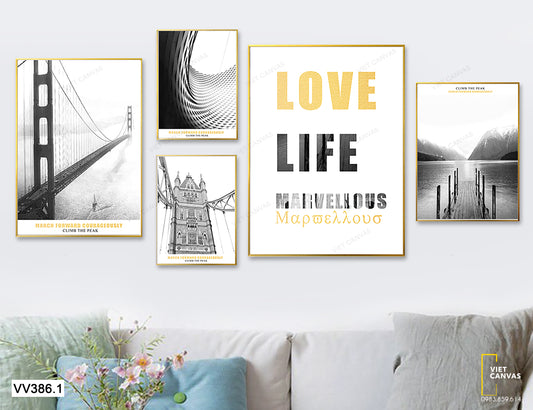 Bộ 5 Tranh Quotes Và Cây Cầu - VV386.1