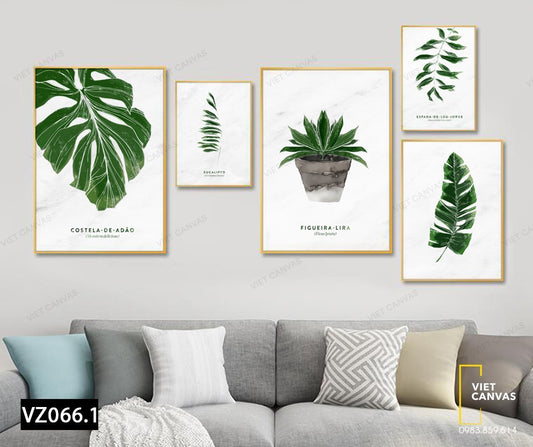 Bộ 5 Tranh Lá Cây Xanh - VZ066.1
