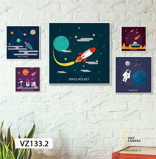 Bộ 5 Tranh Du Hành Vũ Trụ - VZ133.2