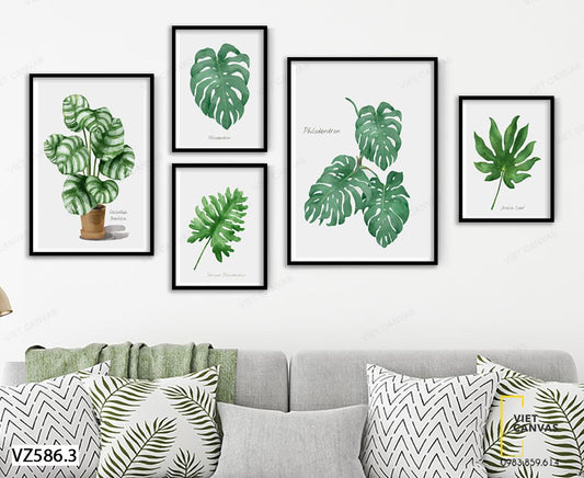 Bộ 5 Tranh Lá Cây Xanh - VZ586.3