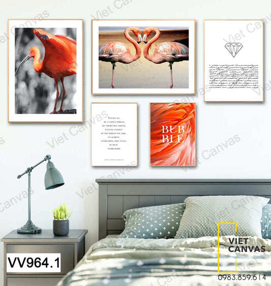 Bộ 5 Tranh Hồng Hạc Và Con Cò - VV964.1