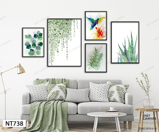 Bộ 5 Tranh Sắc Màu Lá Cây Xanh - NT738