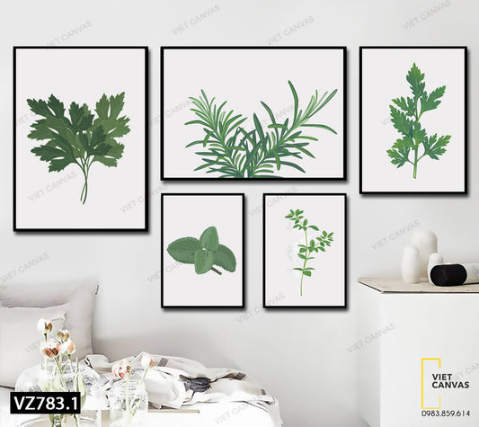 Bộ 5 Tranh Lá Cây Xanh - VZ783.1
