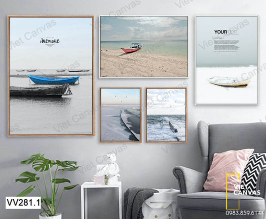 Bộ 5 Tranh Thuyền Và Biển - VV281.1