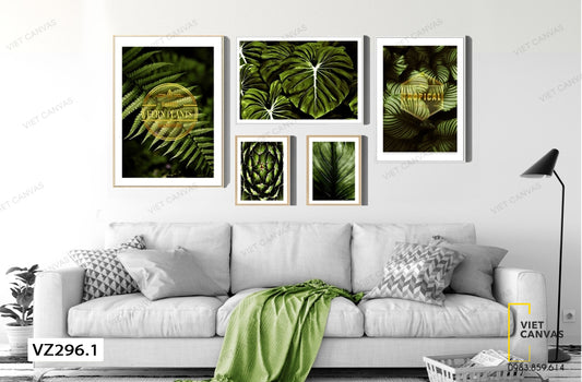 Bộ 5 Tranh Lá Cây Xanh - VZ296.1