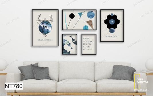 Bộ 5 Tranh Hươu, Khối Hình Học Và Quotes - NT780