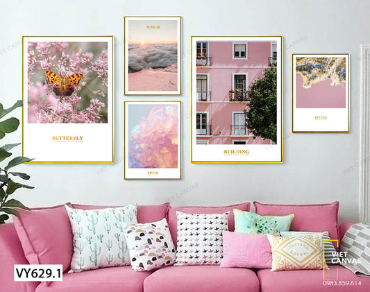 Bộ 5 Tranh Màu Hồng Của Thiên Nhiên - VY629.1
