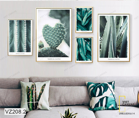 Bộ 5 Tranh Vẻ Đẹp Tươi Mát Của Xương Rồng - VZ208.2