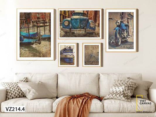 Bộ 5 Tranh Xe Cộ Ngày Xưa - VZ214.4