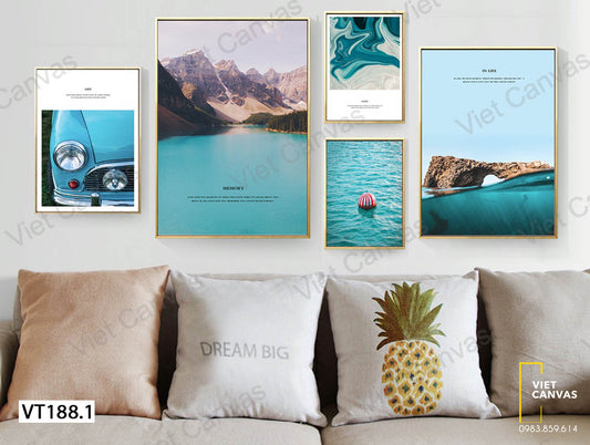 Bộ 5 Tranh Xe Và Sông Xanh - VT188.1