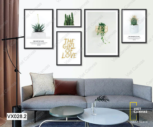 Bộ 5 Tranh Xương Rồng Và Quotes - VX028.2