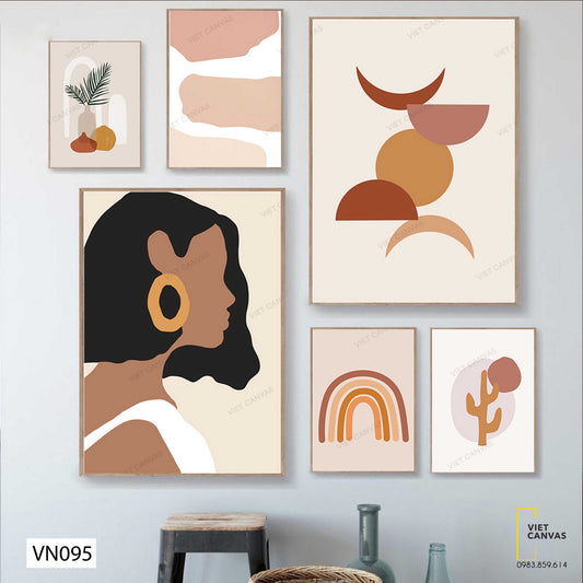 Bộ 6 Tranh Cô Gái Và Hình Vẽ - VN095