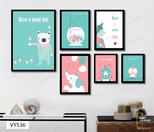 Bộ 6 Tranh Động Vật Dễ Thương - VY536