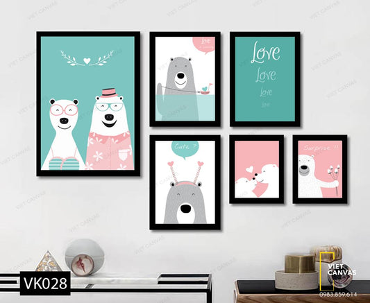 Bộ 6 Tranh Gấu Và Những Người Bạn - VK028