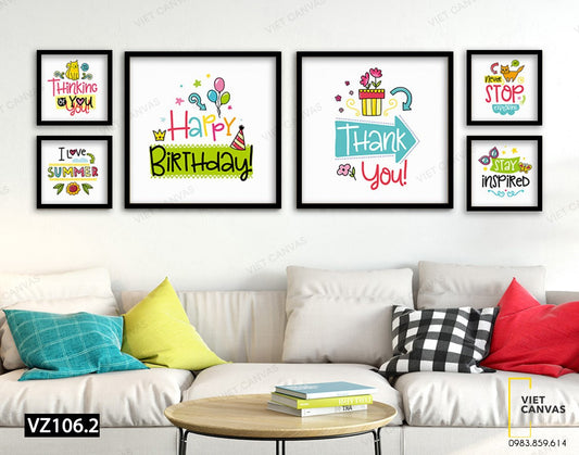 Bộ 6 Tranh Hình Thú Và Chữ Ngộ Nghĩnh - VZ106.2