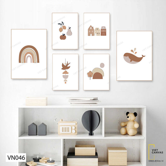 Bộ 6 Tranh Hình Vẽ Tối Giản - VN046