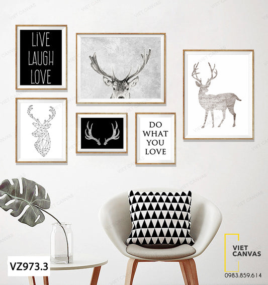 Bộ 6 Tranh Hươu Và Quotes - VZ973.3