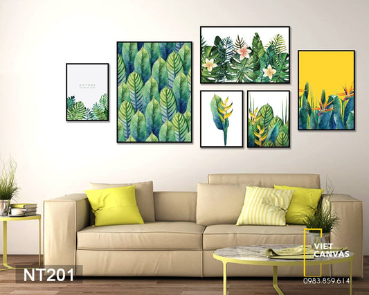 Bộ 6 Tranh Lá Hoa Rực Rỡ - NT201