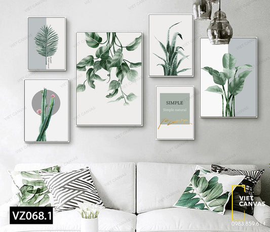 Bộ 6 Tranh Lá Cây Xanh - VZ068.1