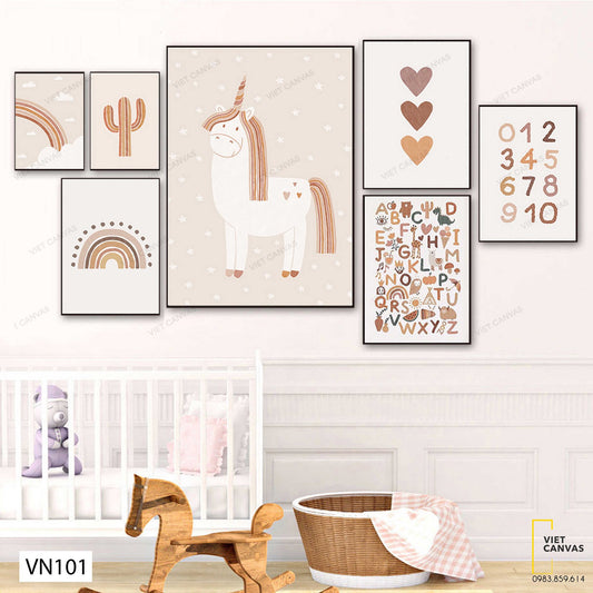 Bộ 7 Tranh Bảng Chữ Cái, Cây Và Chú Ngựa - VN101