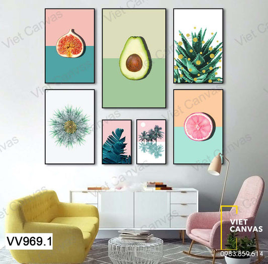 Bộ 7 Tranh Hoa Quả Và Cây - VV969.1