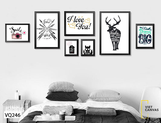 Bộ 7 Tranh Hươu, Mèo Và Máy Ảnh - VQ246