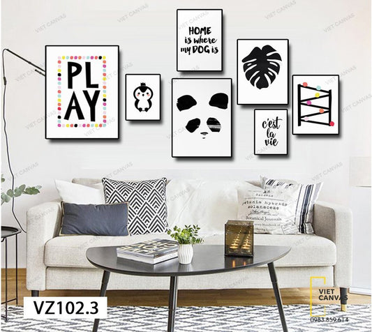 Bộ 7 Tranh Lá Cây, Chim Cánh Cụt Và Quotes - VZ102.3