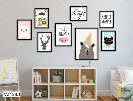 Bộ 8 Tranh Động Vật Và Quotes - VZ153.1