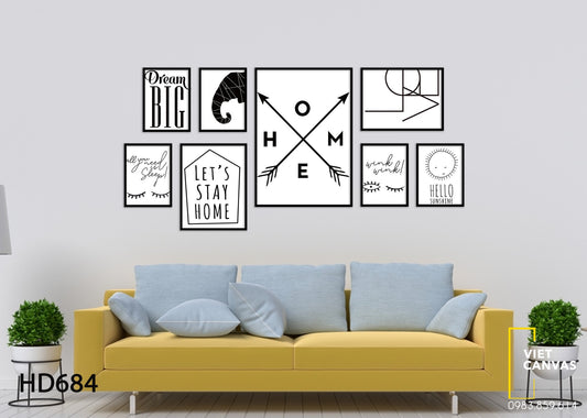 Bộ 8 Tranh Trắng Đen Đơn Giản - HD684