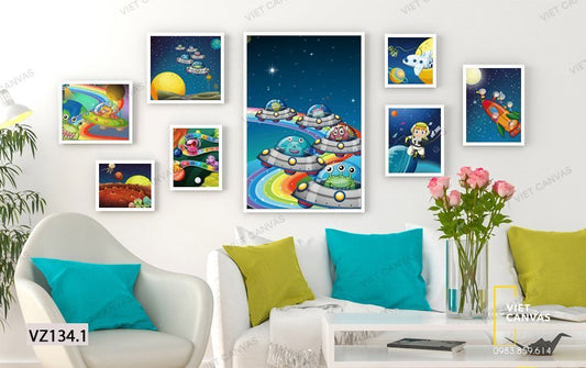 Bộ 8 Tranh Vũ Trụ Đầy Màu Sắc Của Bé - VZ134.1